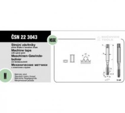 Závitník strojní M16 s lam. ISO 1 HSSE ČSN 22 3043 Nare...