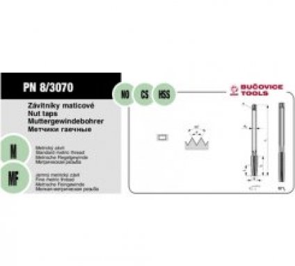 Závitník maticový M4 2N  HSS PN 8/3070 Narex Bučovice 1...