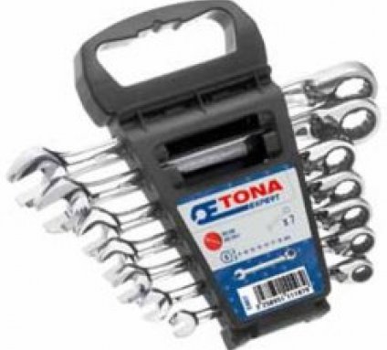 12dílná sada ráčnových očkopl.klíčů v plast.držáku TONA...