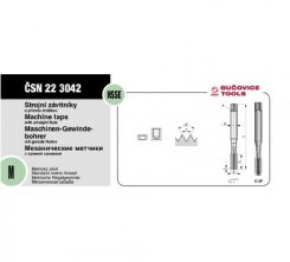 Závitník strojní M10 př.dr. ISO 1 HSSE ČSN 22 3042 Nare...